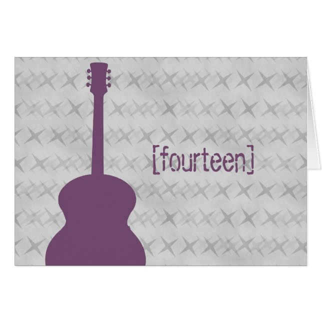 Purple Guitar Grunge Table Number Card (Front Horizontal)