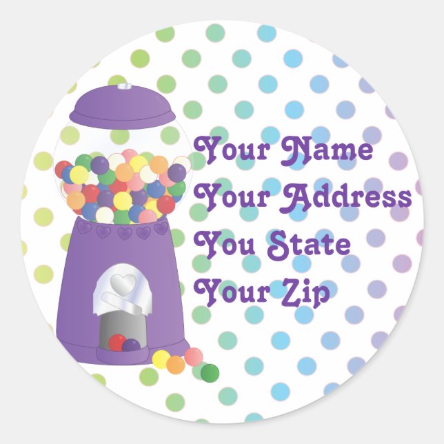 Purple Gumball Machine Classic Round Sticker (Front)