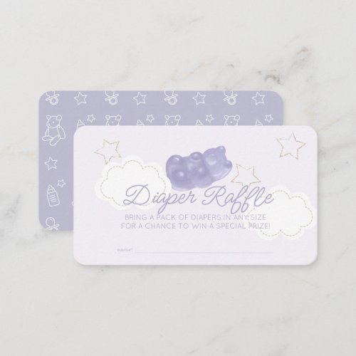 Purple Gummy Bear Baby Shower Diaper Raffle Ticket Enclosure Card