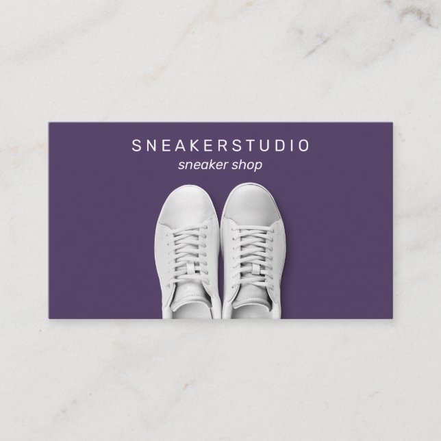 Purple Gym Walking Trekking Sport Sneaker Shoes Business Card (Front)
