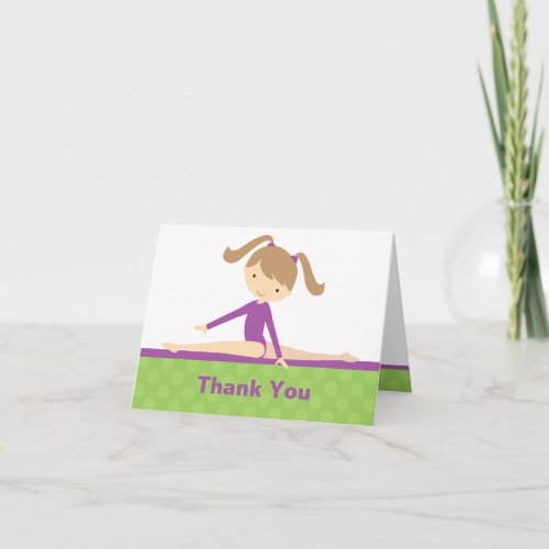 Purple Gymnast Thank You Note Card