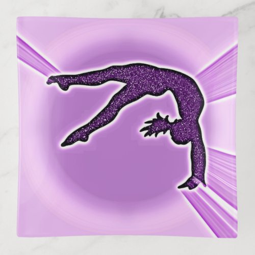 Purple Gymnastics Faux Sparkle Trinket Tray