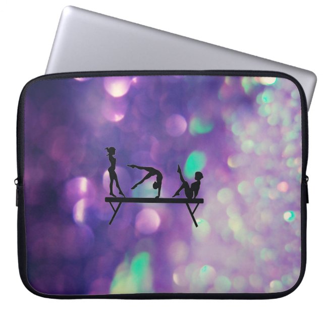 Purple Gymnastics Neoprene Laptop Sleeve (Front)