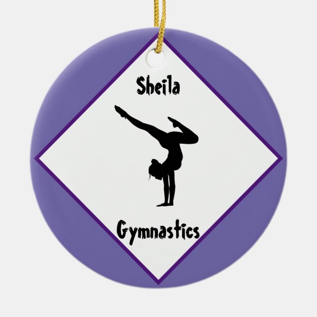 Purple Gymnastics Personalized      Ceramic Ornament (Front)