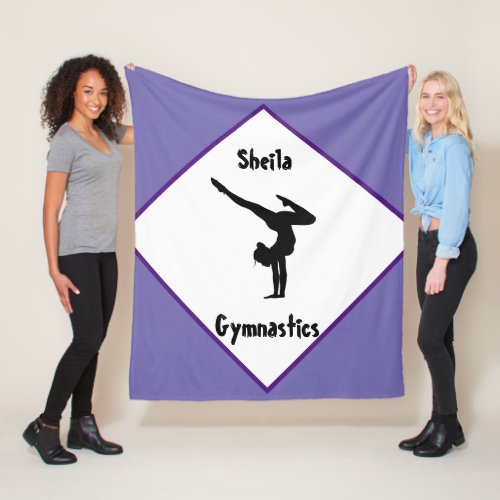 Purple Gymnastics Personalized  Fleece Blanket
