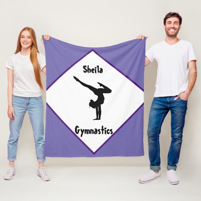 Purple Gymnastics Personalized  Fleece Blanket (In Situ)