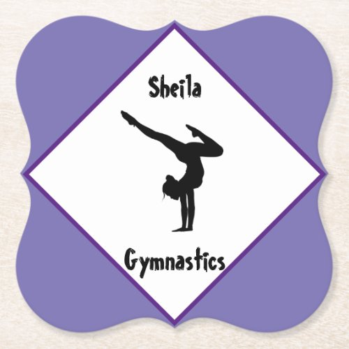 Purple Gymnastics Personalized    Paper Coaster