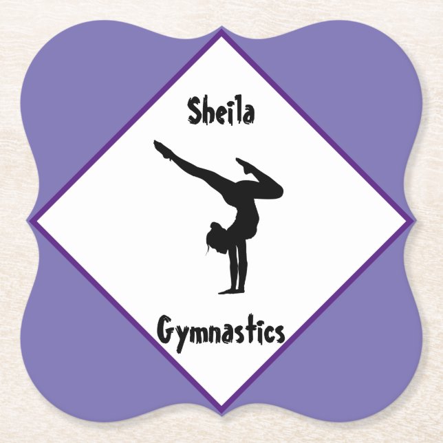 Purple Gymnastics Personalized    Paper Coaster (Front)
