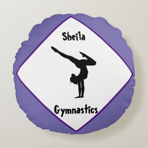 Purple Gymnastics Personalized    Round Pillow