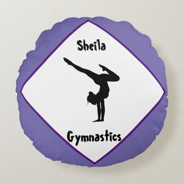 Purple Gymnastics Personalized    Round Pillow (Front)