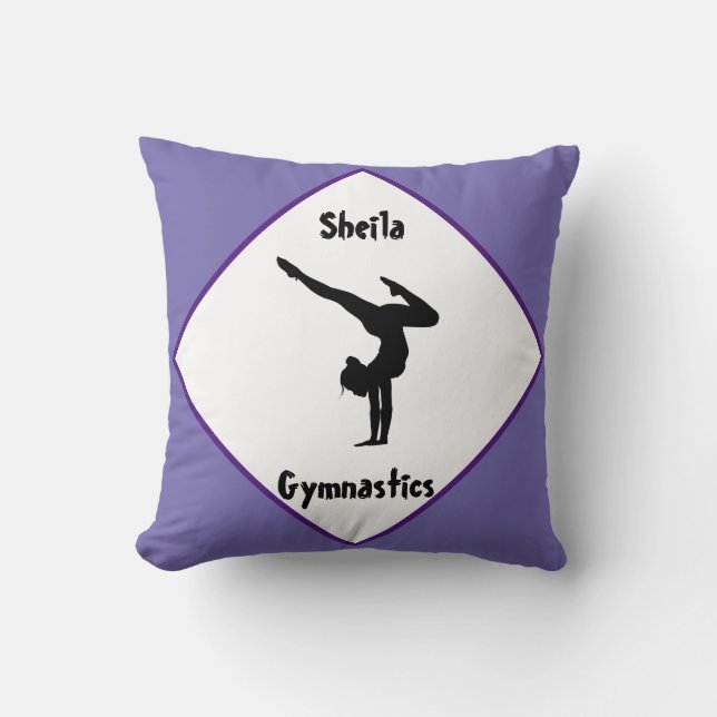 Purple Gymnastics Personalized    Throw Pillow (Front)