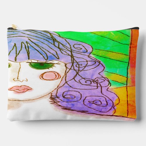 Purple Hair Abstract Art Accessory Pouch