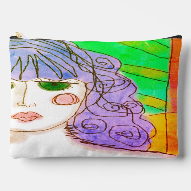 Purple Hair Abstract Art Accessory Pouch (Front)