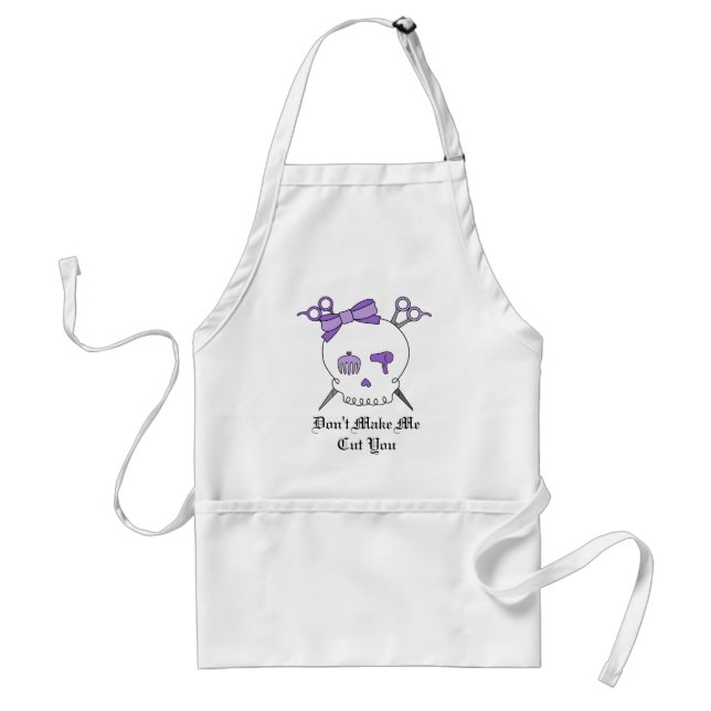 Purple Hair Accessory Skull -Scissor Crossbones Adult Apron (Front)