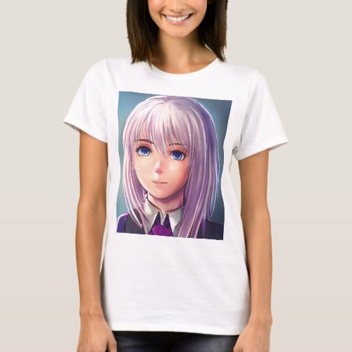 Purple hair anime girl T_Shirt