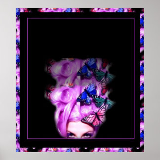 Purple Hair Butterfly Lady  Poster/Print 8 Poster