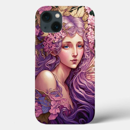 Purple Hair Fairy Angel Fantasy Art iPhone 13 Case