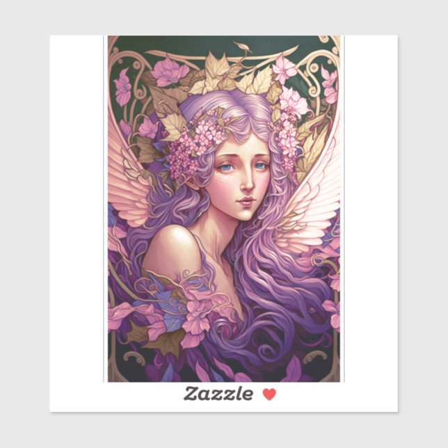 Purple Hair Fairy Angel Fantasy Art Sticker (Sheet)