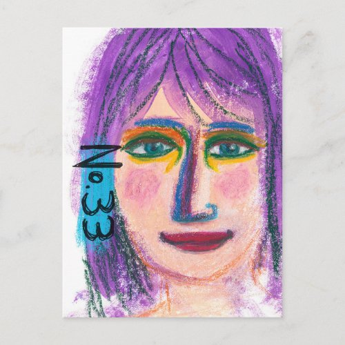 Purple Hair Girl 33 Postcard