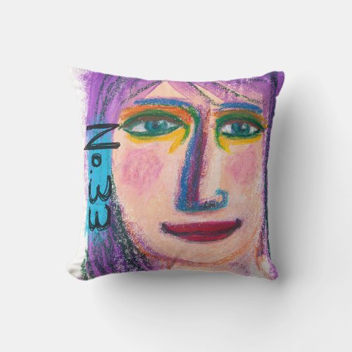 Purple Hair Girl 33 Throw Pillow