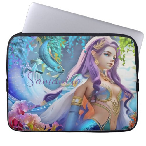 Purple Hair Mermaid  Laptop Sleeve