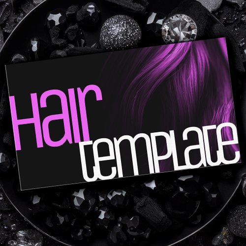 Purple Hair Modern Neon Bright Colors Hairdresser  Business Card