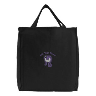 Purple Hair Ophelia Cute Goth Girl Embroidered Tote Bag