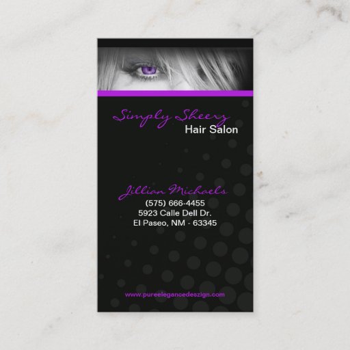 Customizable Purple Hair Salon Beauty Shop Boutiq Business Card