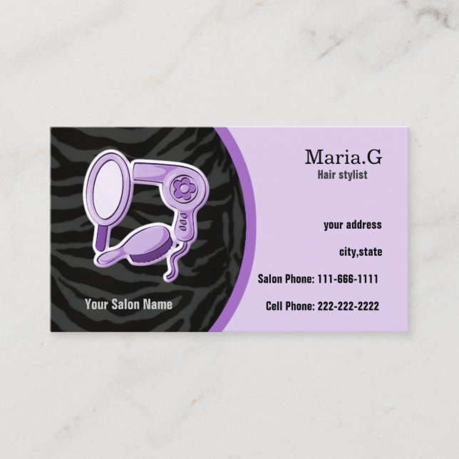 Purple Hair Salon cards with appointment on back (Front)