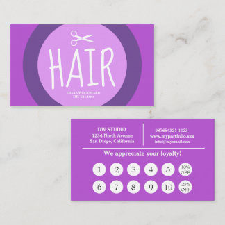 Purple Hairdresser Flat Loyalty Card