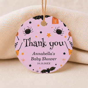 Purple Halloween Baby Shower Favor Thank You Tags