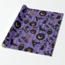 Purple Halloween Bat Pumpkin Witch Hat Owl Paper