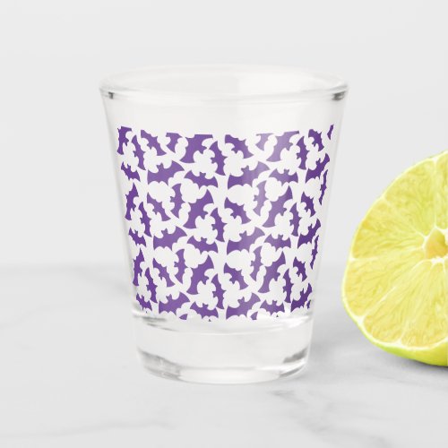 Purple Halloween bats shot glass