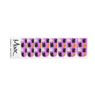 Purple Halloween Black Cats Ghosts Nail Wraps