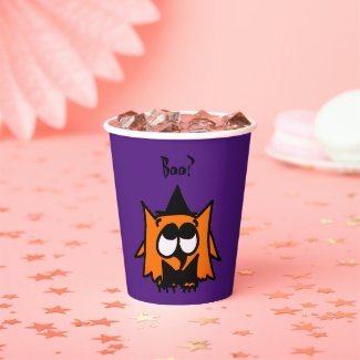 Purple Halloween Boo Paper Cups (Ollie as Witch)