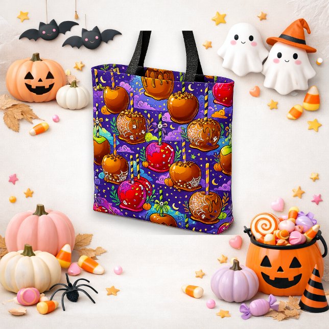 Purple Halloween Candy Apple Trick‑or‑Treat Tote Bag (Creator Uploaded)