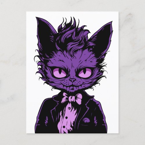 Purple Halloween Cat Postcard