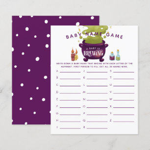 Purple Halloween Chica Baby Name Shower Game
