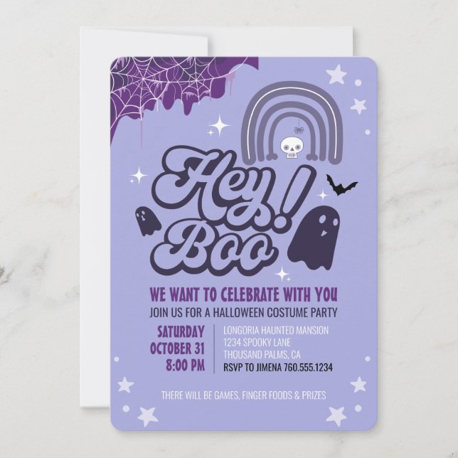 Purple Halloween Costume Party Invitation (Front)