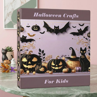Purple Halloween Crafts For Kids | Black Cat Jack 3 Ring Binder