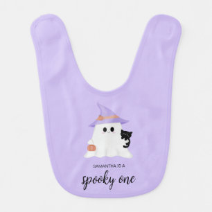 Purple Halloween Cute Ghost Spooky One  Baby Bib