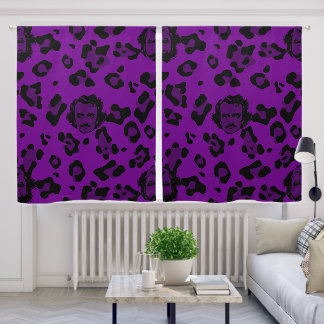 purple halloween Edgar Allan Poe leopard print Blackout Curtains