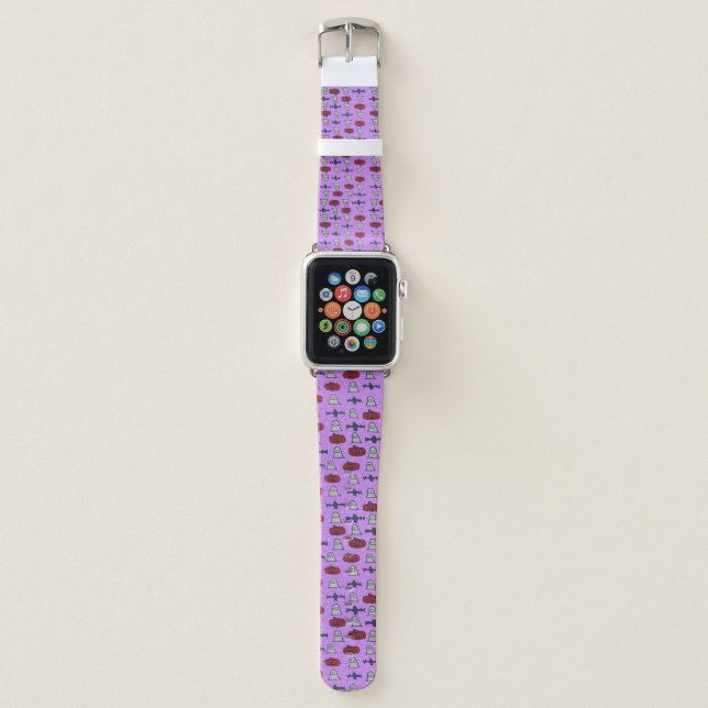 Purple Halloween Fun Print Apple Watch Band (Front)