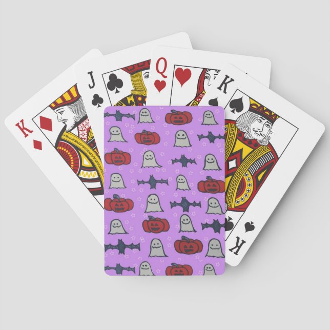 Purple Halloween Fun Print  Poker Cards (Back)