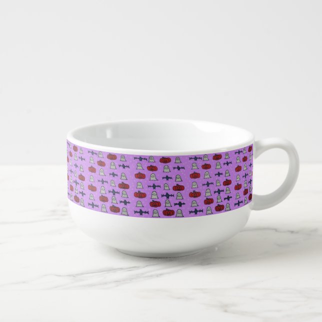 Purple Halloween Fun Print  Soup Mug (Left)