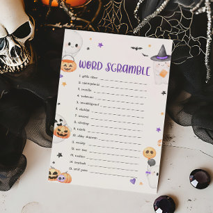 Purple Halloween Little Boo Word Scramble Game