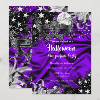 Purple Halloween Magical Night Masquerade Party Invitation