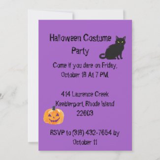 Purple Halloween Party Save the Date Card