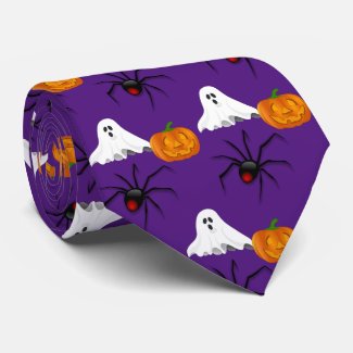 Purple Halloween Pattern Ghost Spider Pumpkin 