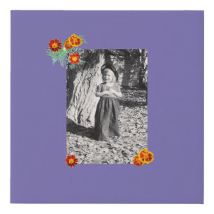 Purple Halloween Photo Child in Costume Marigolds Faux Canvas Print